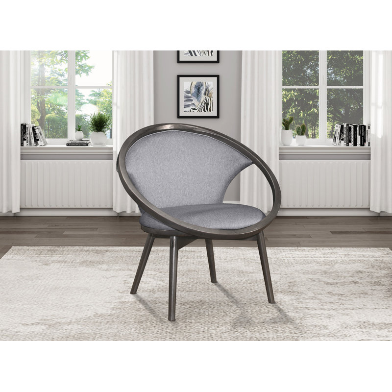 Chaise d'appoint Mid-Century 1pc, Tissu gris, Brun