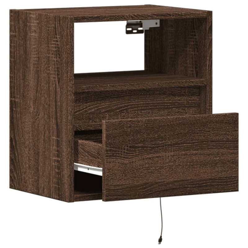 Costache 41cm W Bedside Table, Individual, Brown Oak