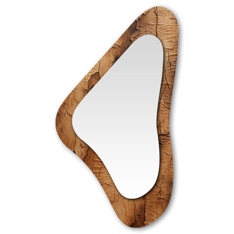 Brown Tree Bark Essence V - Tree Modern Asymmetrical Decorative Wall Mirror