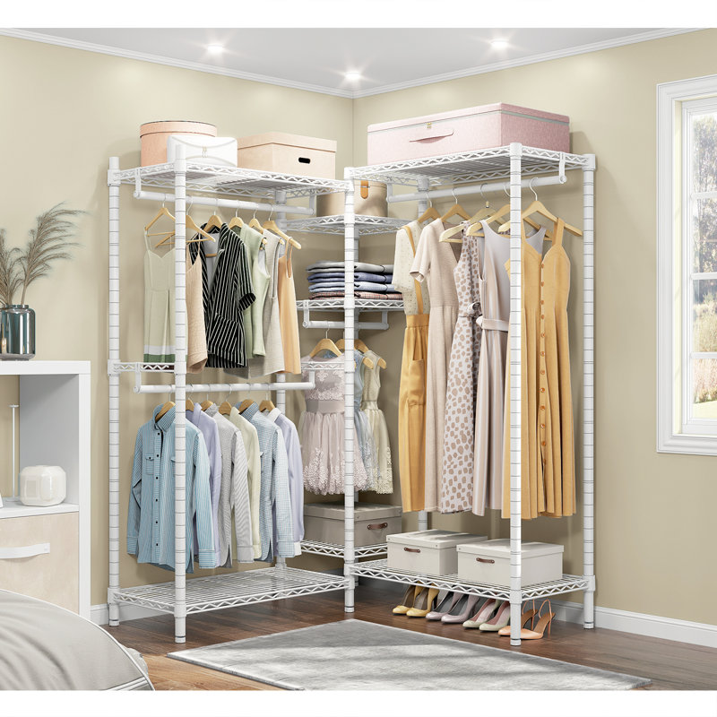 VIPEK L6 Medium 43.3" L Shaped Clothes Rack Heavy Duty, Space Saving Storage for Corner, White