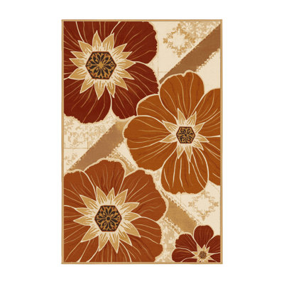 Machine Washable Parrilla Marigold Global Inspired Moroccan Rug in Brown – LightBrown Binding
