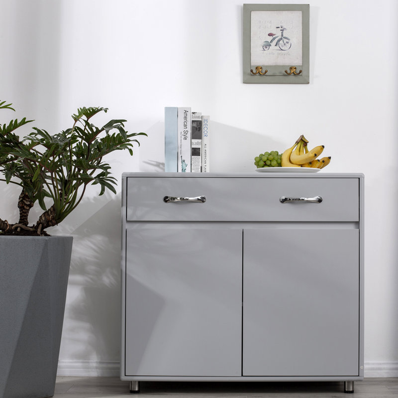 Buffet, table de buffet, armoire de salle à manger, crédence de bureau avec côtés en mousse, Gris