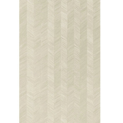 Modern Herringbone Golden Nude Ivory Yellow Brass Faux Wood Textured Wallpaper