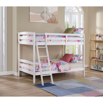 Modern Transition Bunk Bed Slat Design Assembled And Oval Nuts, White