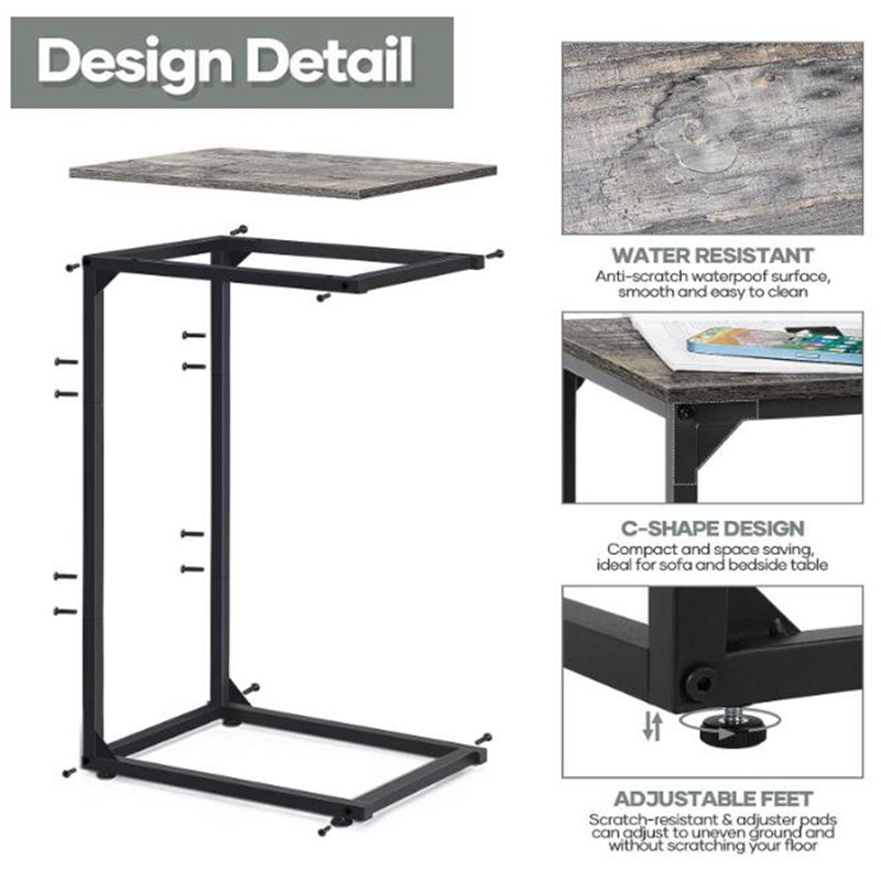 Ensemble de tables de bout Harjo d'une hauteur de 27,5 po, Noir, Gris foncé