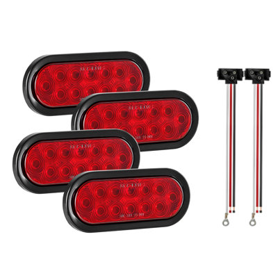 Éclairage de remorque, ensemble de lumières de queue ovales à DEL 4PCS avec feu de stop et de frein, ensemble d'éclairage de remorquage imperméable pour bateau, camion, camping-car, motoneige, caravane, 2 options de fixation, rouge
