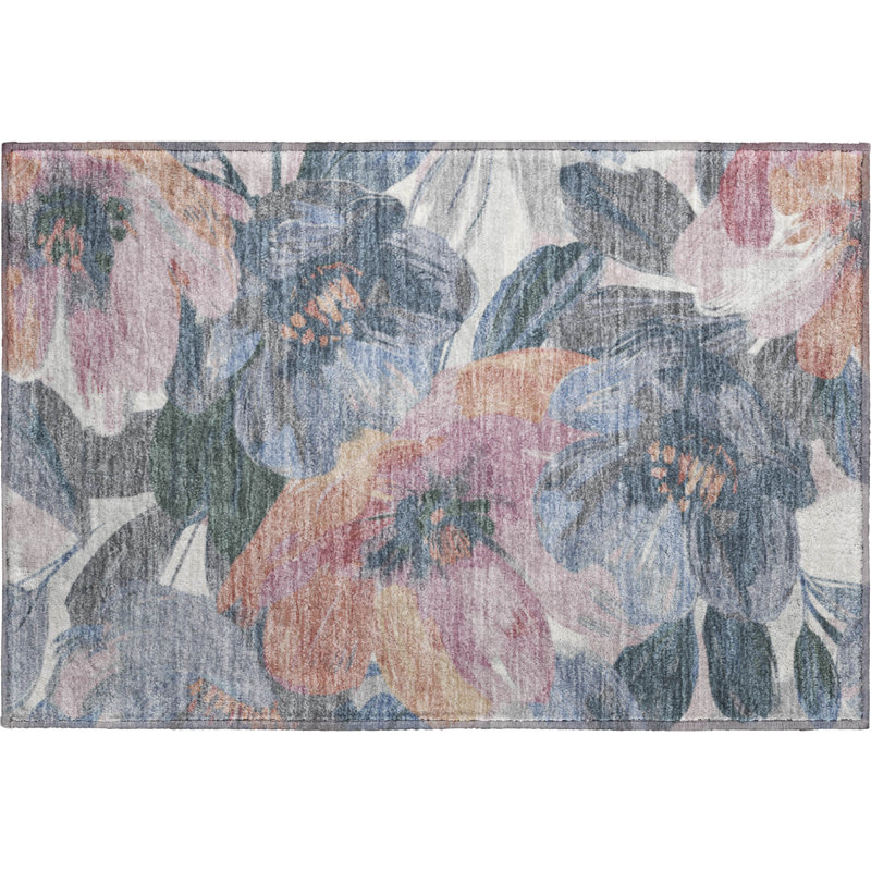 Premium Machine Washable Northdale AMF1487 Floral Rug, Rectangle 1'8" x 2'6"