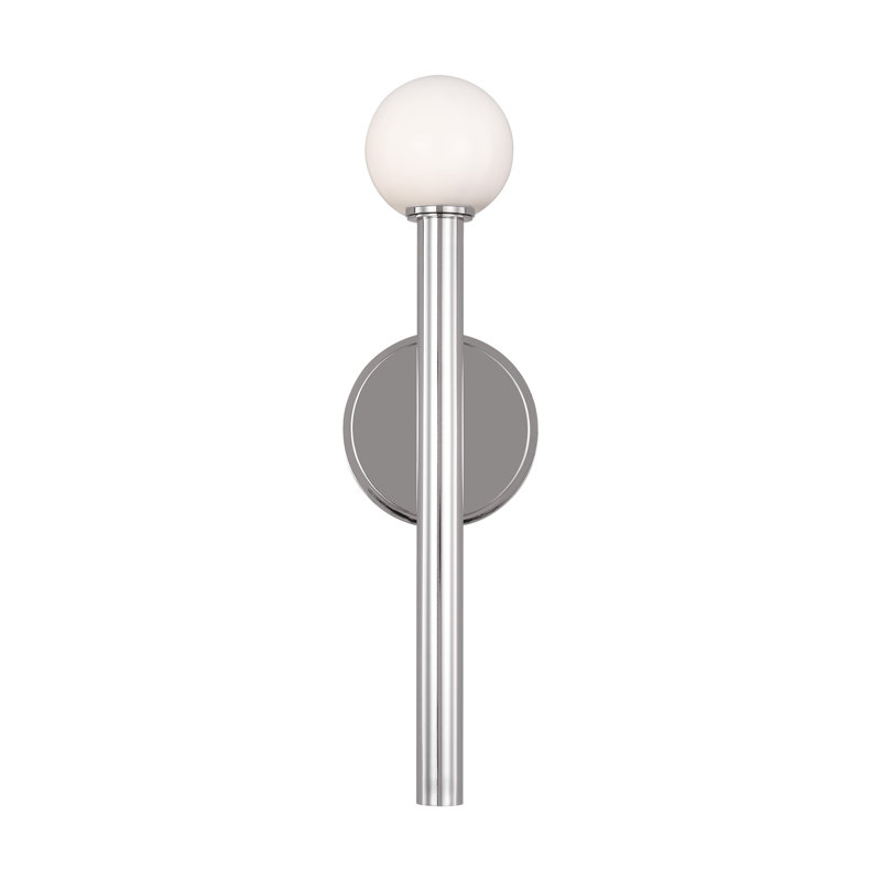 Polished Nickel Modern Vanity Sconce with White Glass Shade