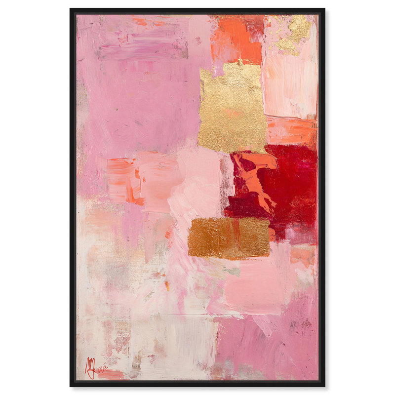 Art Remedy Blush, toile abstraite, Cadre flottant noir, H 16 po x l 11 po