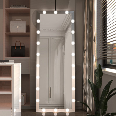 Miroir moderne pleine grandeur avec lumières, miroir de coiffeuse complet avec 3 modes de couleur