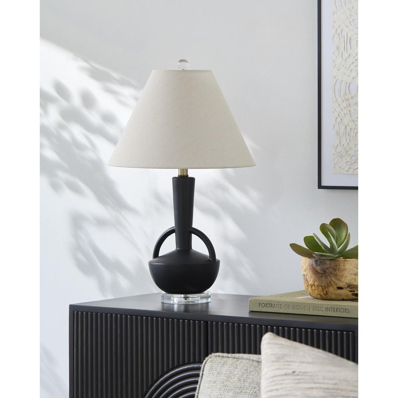 Valdez Table Lamp, Beige, Black