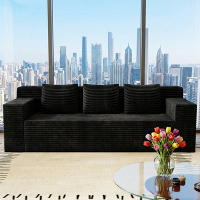 71 Inch 3-Seater Sofa, Corduroy Fabric Modular Sectional Sofa, Deep Seat Couch No Assembly Required for Living Room, Bedroom, and Apartment