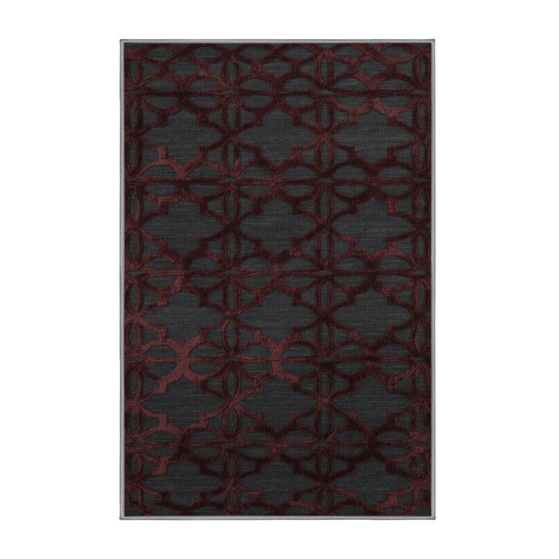 Machine Washable Trellis Gray Area Rug, Runner 2' x 5'
