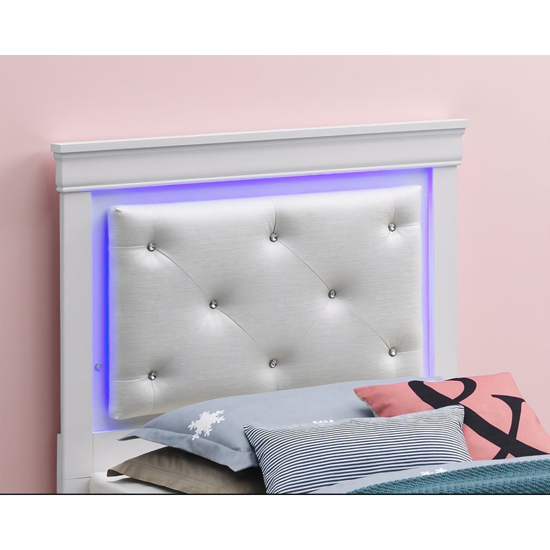 Lit simple en cuir nacré Wars Wars, Perle blanche, Lit simple