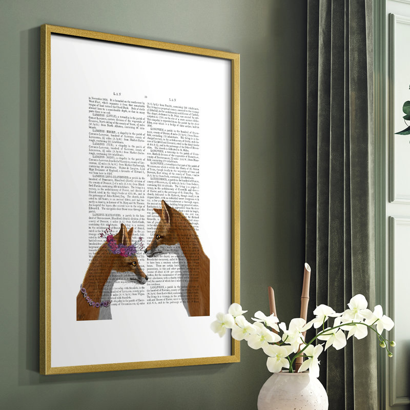 Fox Lovers Framed Print - Solid Wood, 10" H x 8" W