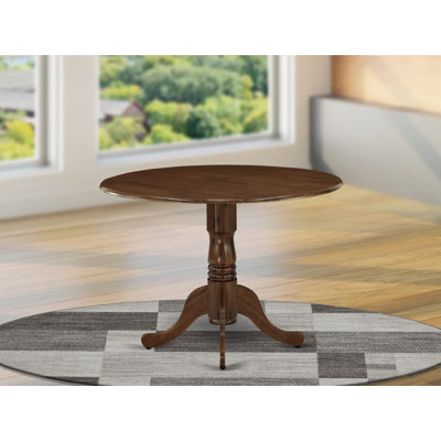 Dublin Dining Room Table - a Round Solid Wood Table Top with Dropleaf & Pedestal Base, Walnut