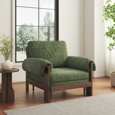 32.28 In. 3-in-1 Green Chenille Convertible Sleeper Reclining Sofa Chair,with Adjustable Backrest