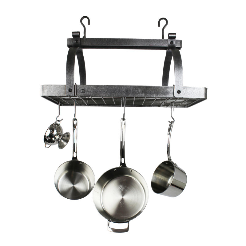 Premier Handcrafted Hanging Pot Rack, Hammered Steel