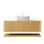 Meuble-lavabo de salle de bain 48 po Hizon, armoire de rangement flottante en contreplaqué avec tiroirs et tablette ouverte, vasque en céramique à motif marbré et plateau en pierre frittée, préassemblée