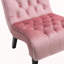 Chaise rembourrée en tissu avec boutons et pieds en bois-951961636