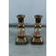 Paire de chandeliers en porcelaine noir et doré Courting Scene 8 po x 4 po x H 9 po