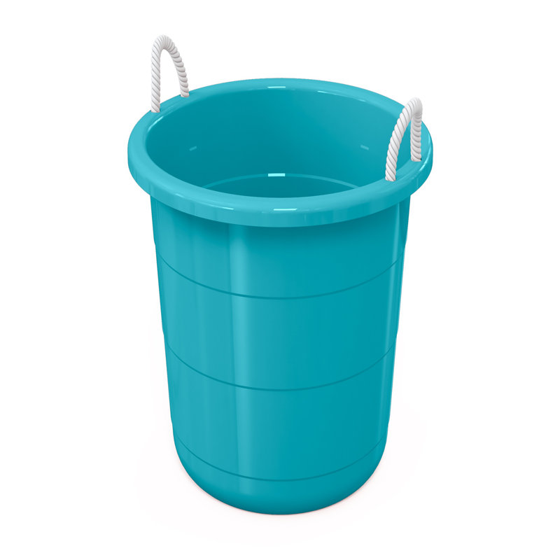  17 Gallon Round Open Storage Bucket with Rope Handles, Teal, 8 Pack, Teal