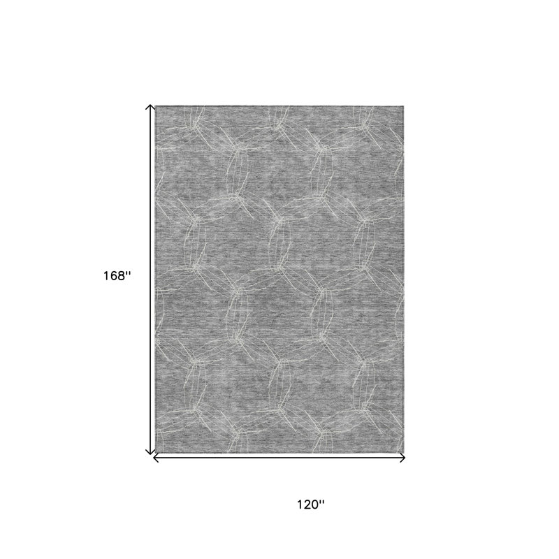 Tapis extérieur lavable à motif géométrique gris et ivoire 10 pi x 14 pi