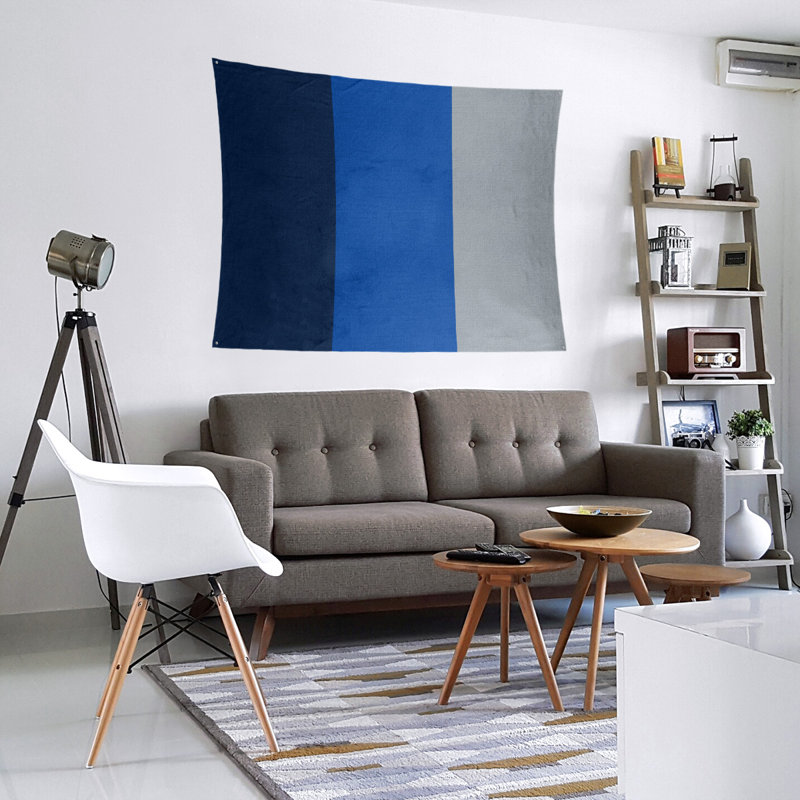 Tapisserie de polyester St. Louis, H 51 po x l 60 po x P 2 po, Bleu marine / bleu royal / gris