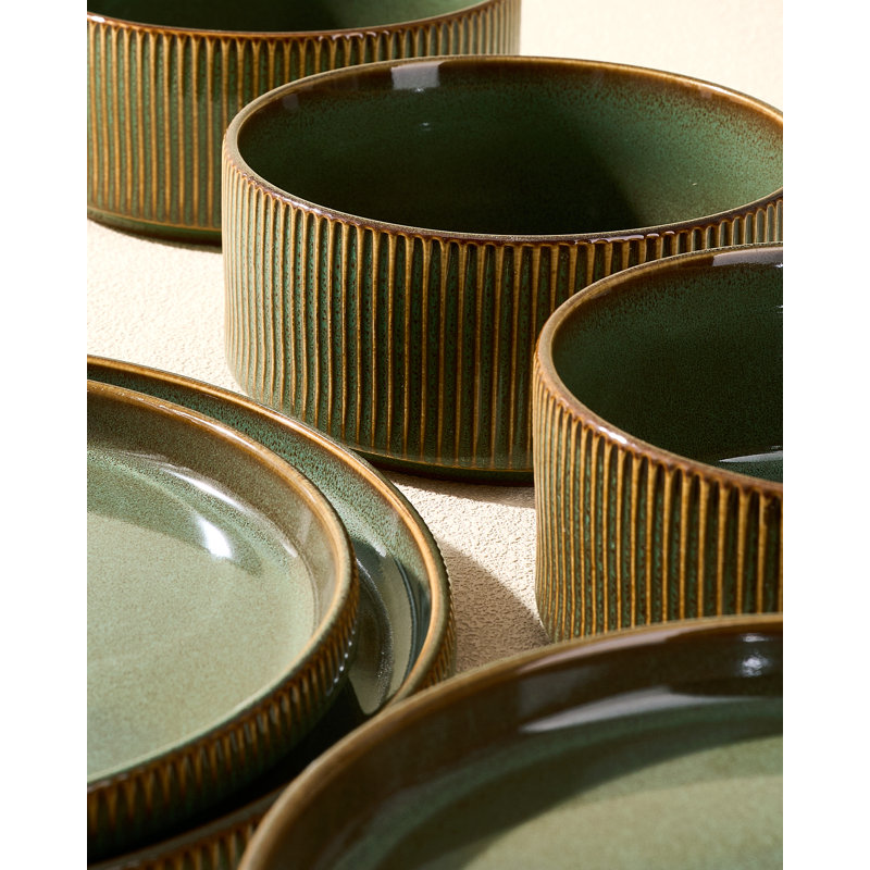Stoneware Dinnerware Set 12 Piece - Service for 4, Moss