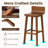 29" Wood Bar Stools With Solid Back & Seat Mid Century Bar Chairs-1823591842