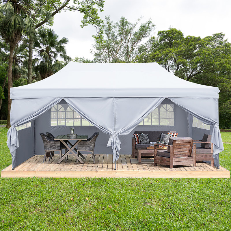 240'' W x 120'' D Steel Pop-Up Canopy, White