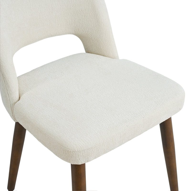  Upholstered Chenille Modern Dining Side Chairs with Solid Wood Legs for Dining Room Set of 6, 6, Beige