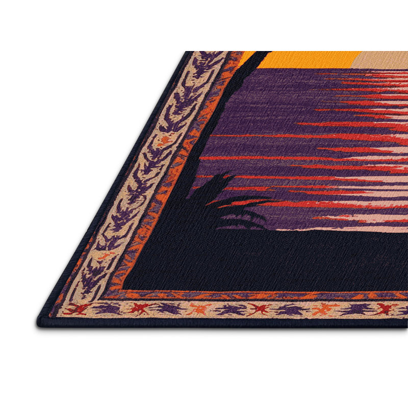 Washable Tropical Sunset Hawaiian Area Rug, Rectangle 5' x 8'
