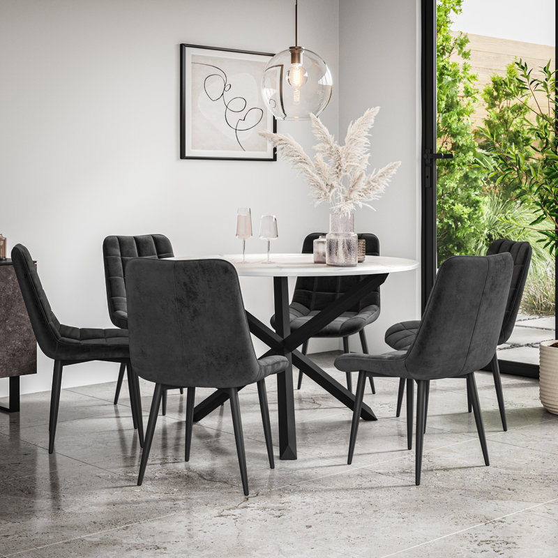 Darcus 6 - Person Dining Set, Black/Black