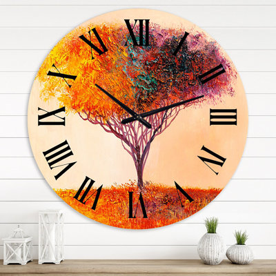 Paysage impressionnant arbre abstrait coloré - horloge murale moderne