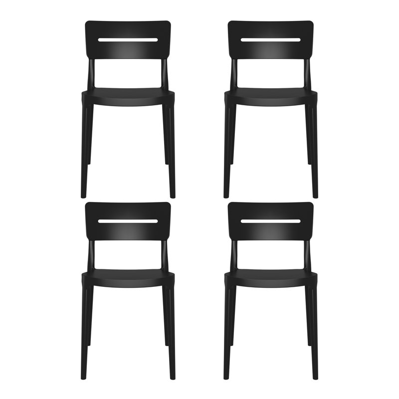 Delron All-Weather Outdoor Stacking Dining Side Chair , Black