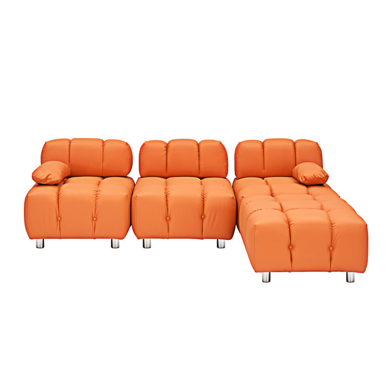 Canapé recouvert, H 33,48 po x l 88,99 po x P 33,48 po, Mélange de polyester orange