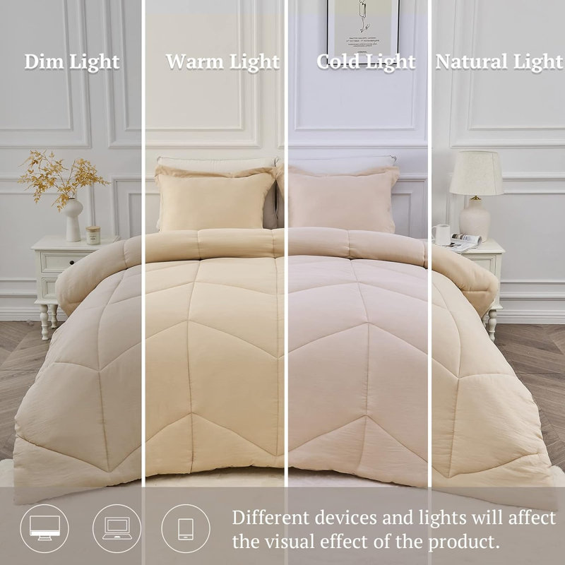 Édredon en duvet synthétique toutes saisons, Grand, Kaki pâle