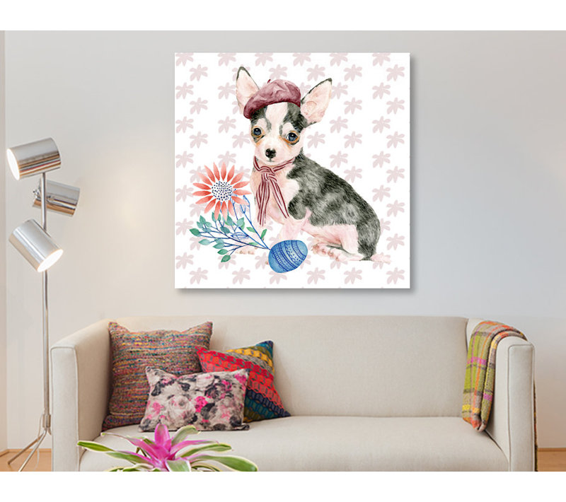 « pâques pup ii », reproduction d’impression sur toile tendue, H 12 po x l 12 po x P 1,5 po, Toile tendue, Pas de tapis