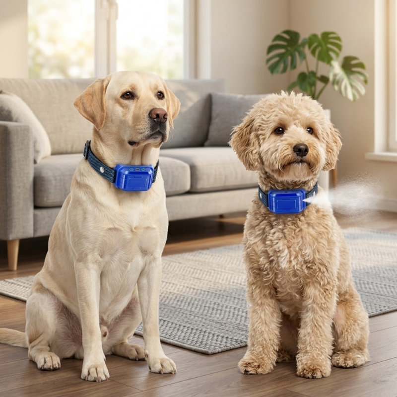 Citronella Bark Collar 2-Pack (No Refill), Level 3 Sensitivity Adjustable Spray, Safer Anti-Bark Control Collar for Large Medium Small Dogs, Blue