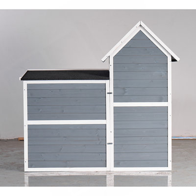 Grande cage de poulailler pour l'extérieur, poulailler à 2 étages résistant aux intempéries et clapier pour lapin, maisonnette intérieure / extérieure en bois avec plateau anti-fuites, toit imperméable et plateau coulissant (L 50,98 po x H 48,23 po, gris, bleu et