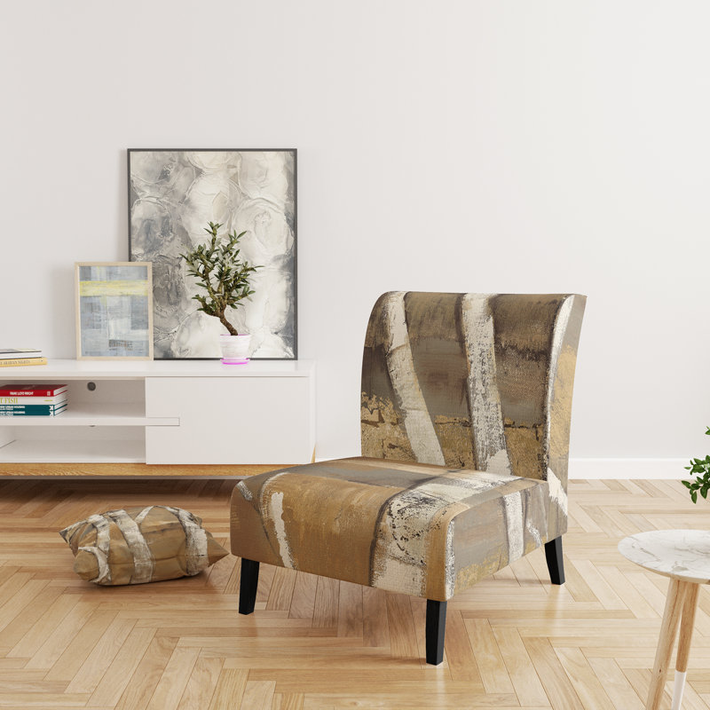 Fauteuil de chambre rembourré en velours naturel Natural Forest Birch II