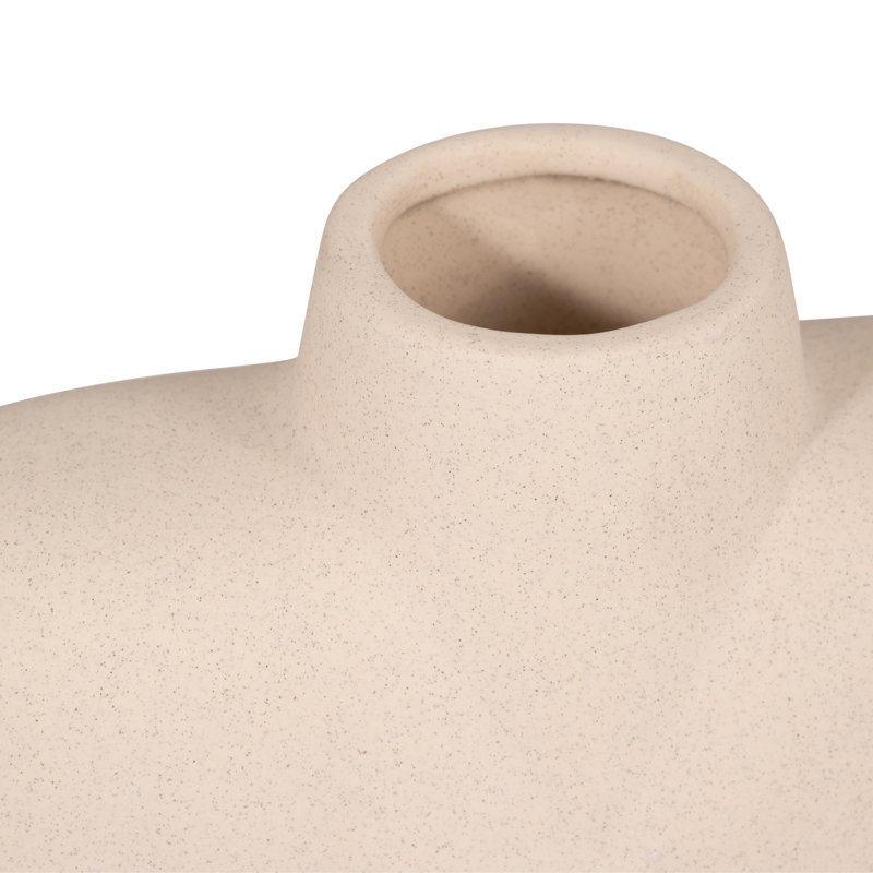 Milas Decorative Vase, Stoneware Ceramic, Sculptural Modern Boho Abstract Design with Artistic Silhouette and Contemporary Form for Unique Accent Styling and Visual Texture in Interior Decor Display