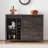 47” Coffee Bar Cabinet – Wine Glass Rack, Sliding Barn Door, Farmhouse Storage Sideboard for Dining Room & Kitchen, Rustic Oak-129879722