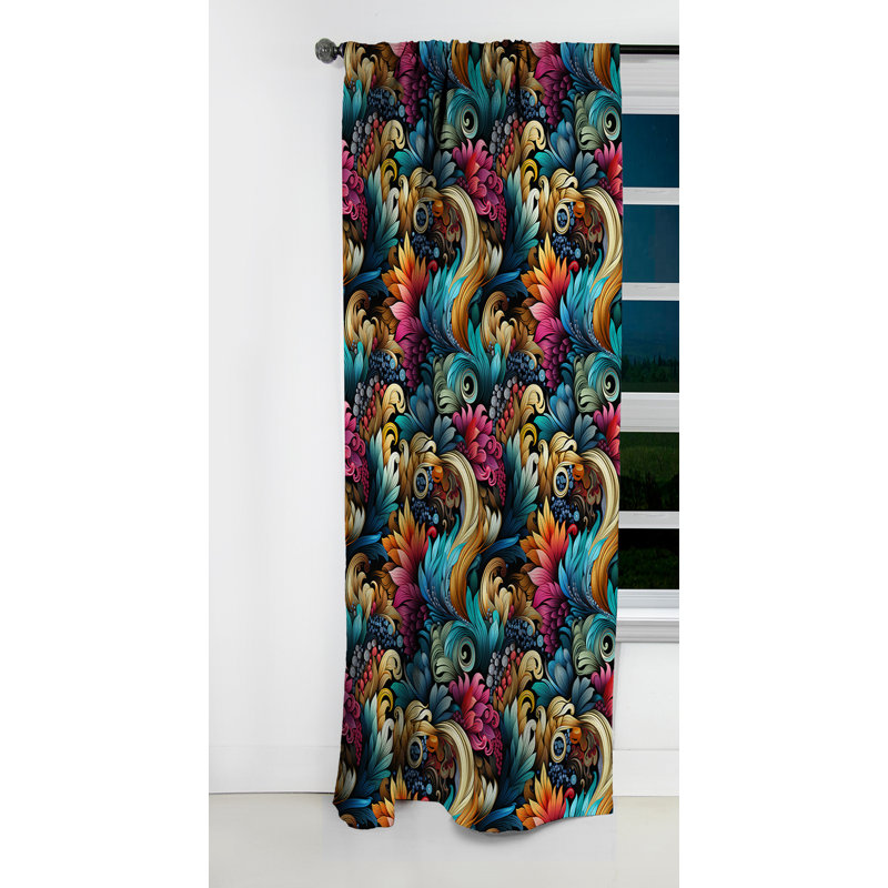 Motif cachemire rétro I - motif floral - rideau occultant - 1 panneau, L 52 po x L 108 po
