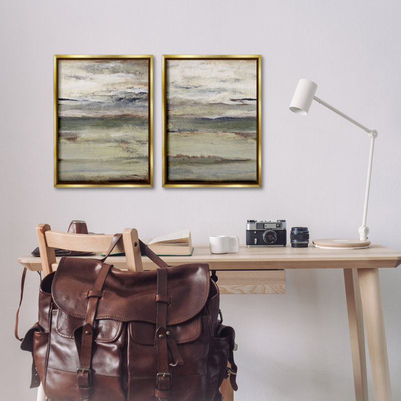 Ensemble de cadres flottants 2 pièces Earth's Layers Neutral Abstract, design par Lanie Loreth, H 25 po x l 17 po