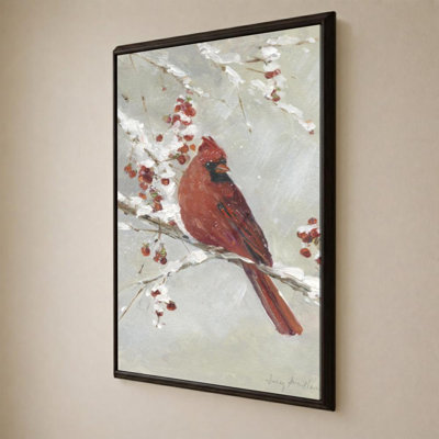 «Cardinal on Snowy Branch I» par Sally Swatland - impression sur toile