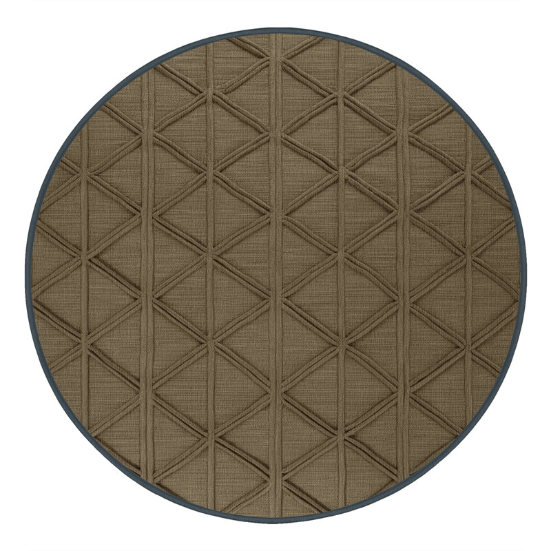 Tapis brun treillis lavable à la machine, Rond 3 pi