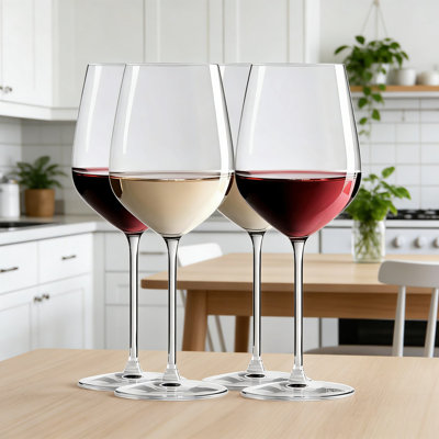 European Crystal Wine Glasses Set Of 4, 20 Oz Lead-Free Dishwasher Safe, Tall Stemware With Sheer Rim For Red And White Wine