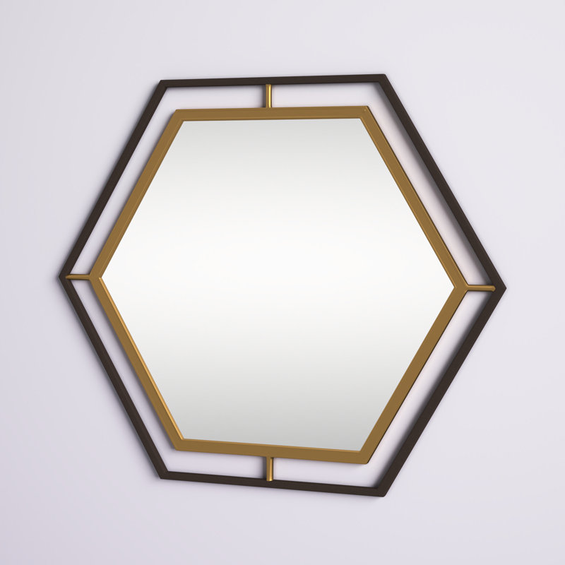 Hexagon 2-Tone Metal Framed Wall Mirror